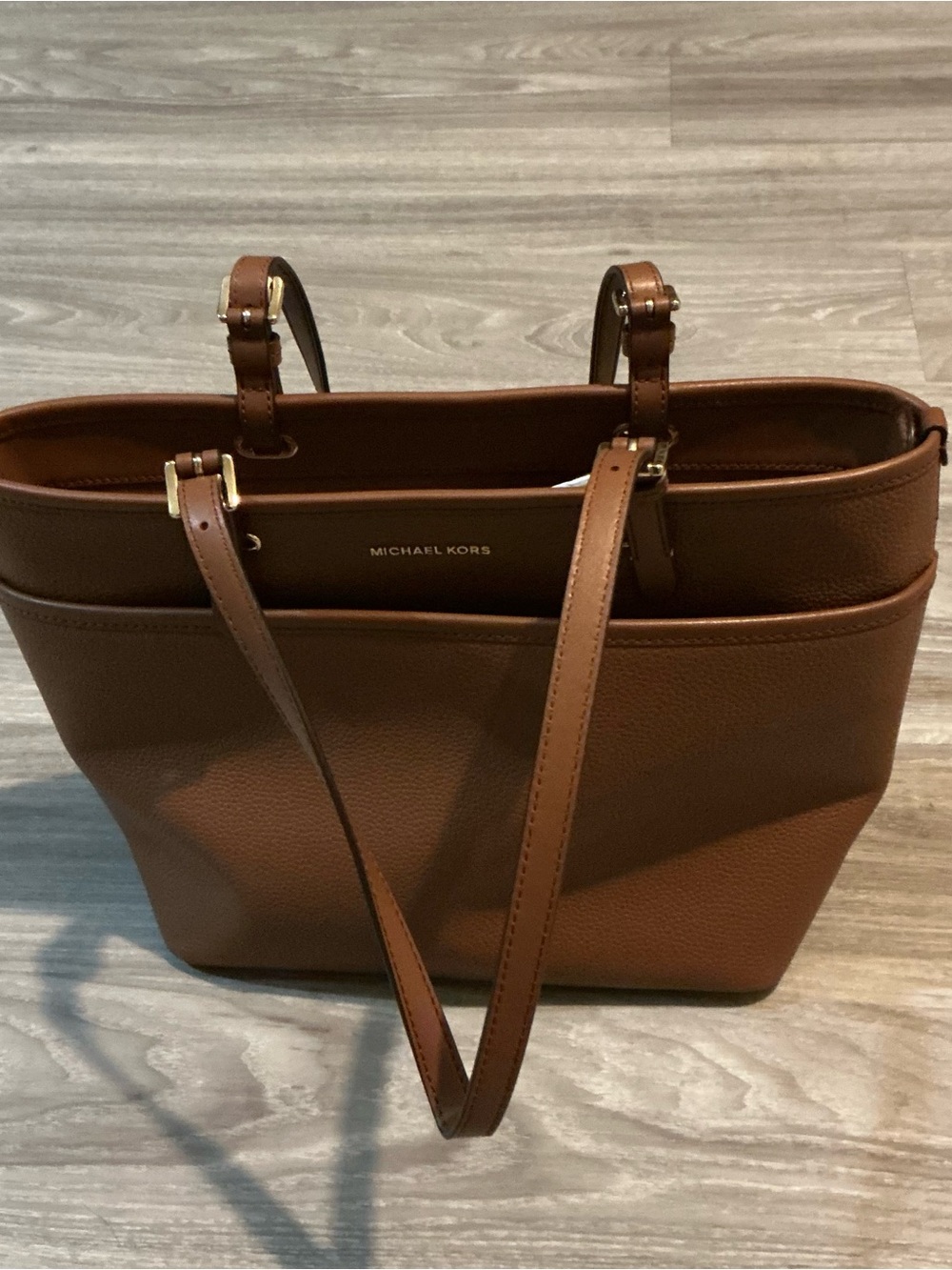 Michael Kors Brown Pebbled Leather Tote with Gold Hardware